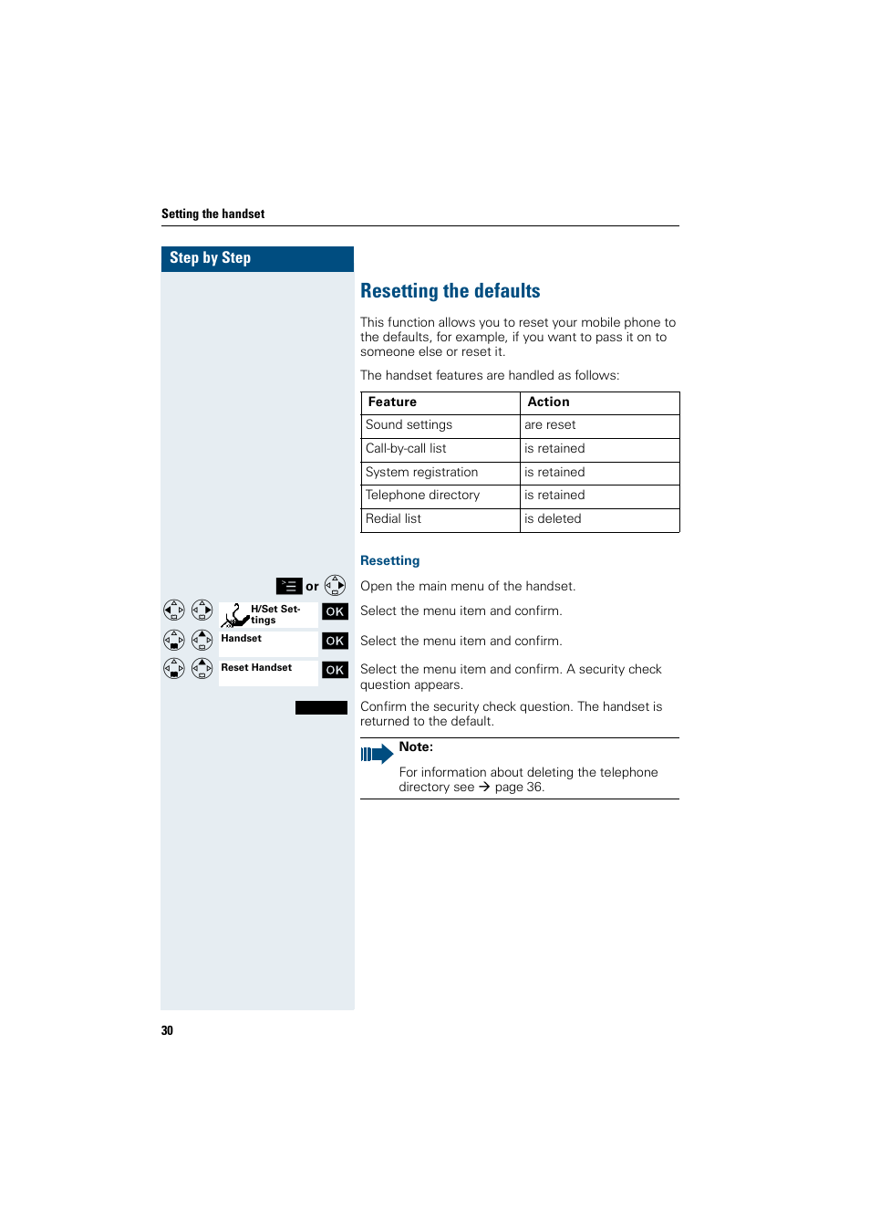 Resetting the defaults, Resetting | Siemens HiPath 4000 User Manual | Page 38 / 109