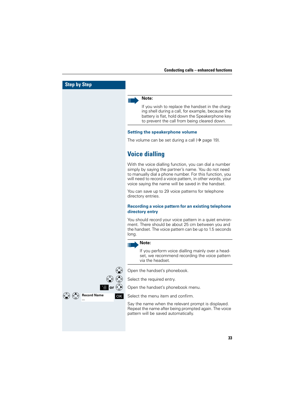 Setting the speakerphone volume, Voice dialling | Siemens HiPath 4000 User Manual | Page 41 / 109