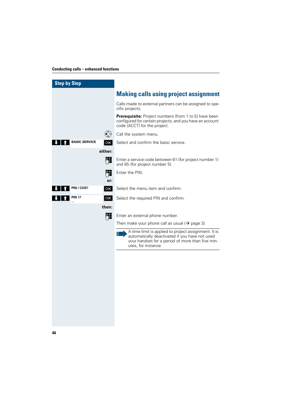 Making calls using project assignment | Siemens HiPath 4000 User Manual | Page 52 / 109