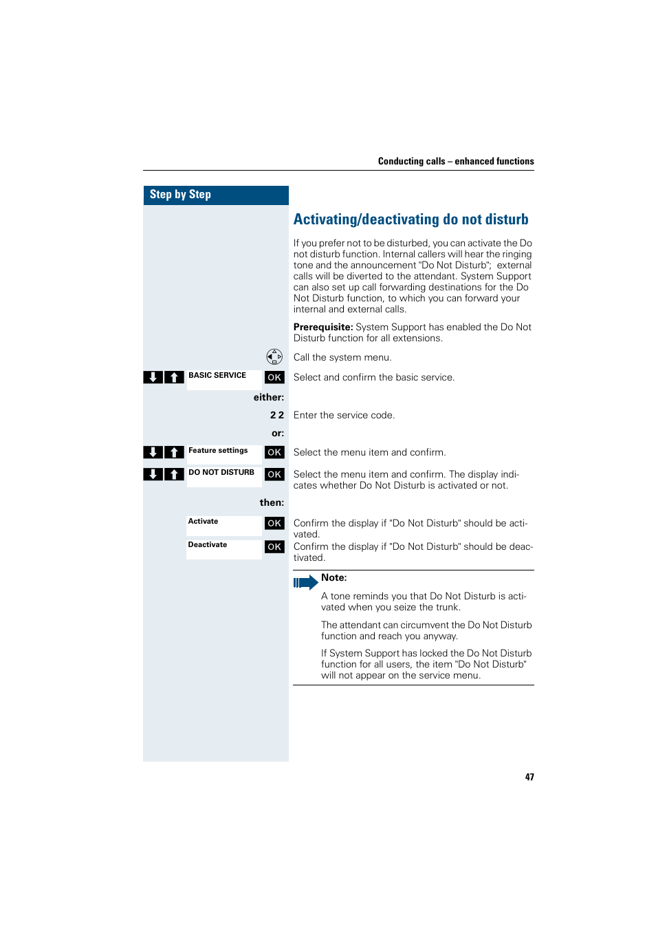 Activating/deactivating do not disturb | Siemens HiPath 4000 User Manual | Page 55 / 109