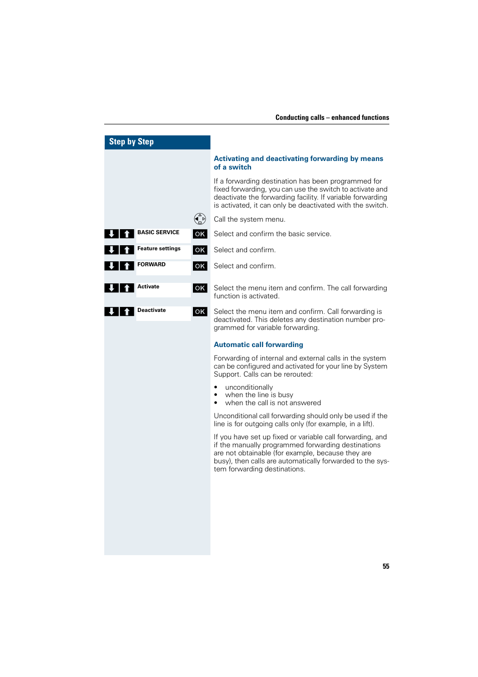 Automatic call forwarding | Siemens HiPath 4000 User Manual | Page 63 / 109