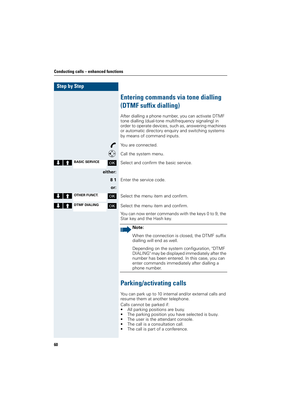 Parking/activating calls | Siemens HiPath 4000 User Manual | Page 68 / 109