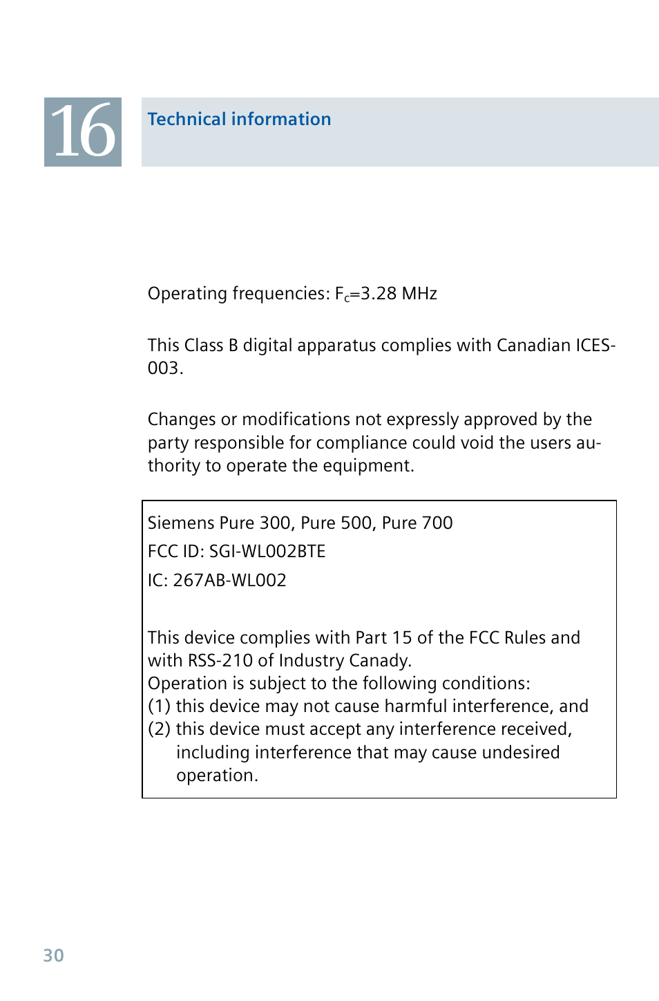 Siemens Pure 700 User Manual | Page 30 / 36