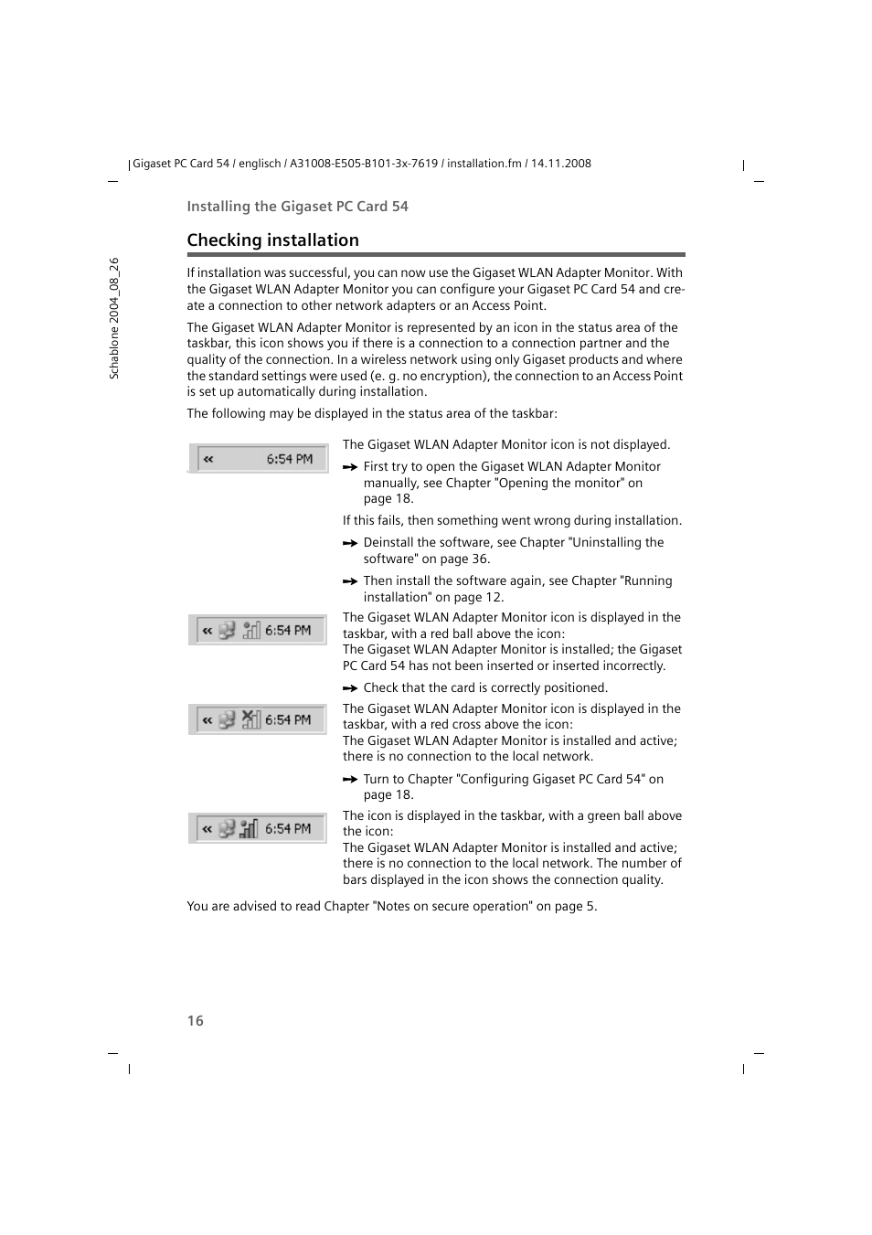 Checking installation | Siemens GIGASET 54 User Manual | Page 16 / 56