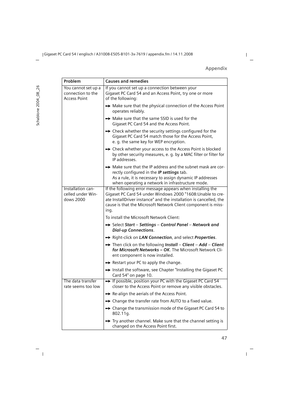 Siemens GIGASET 54 User Manual | Page 47 / 56