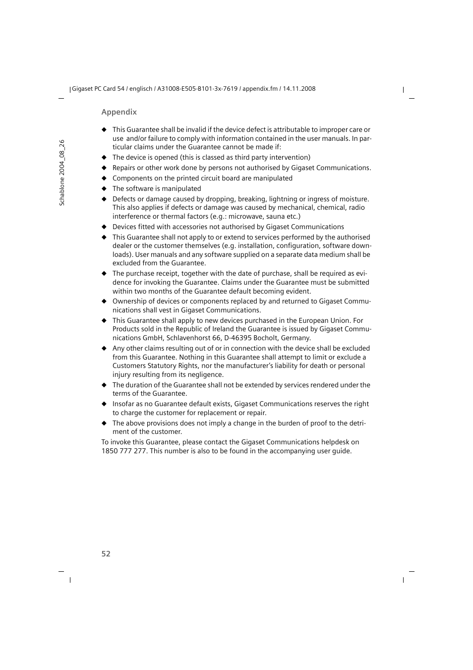 Siemens GIGASET 54 User Manual | Page 52 / 56