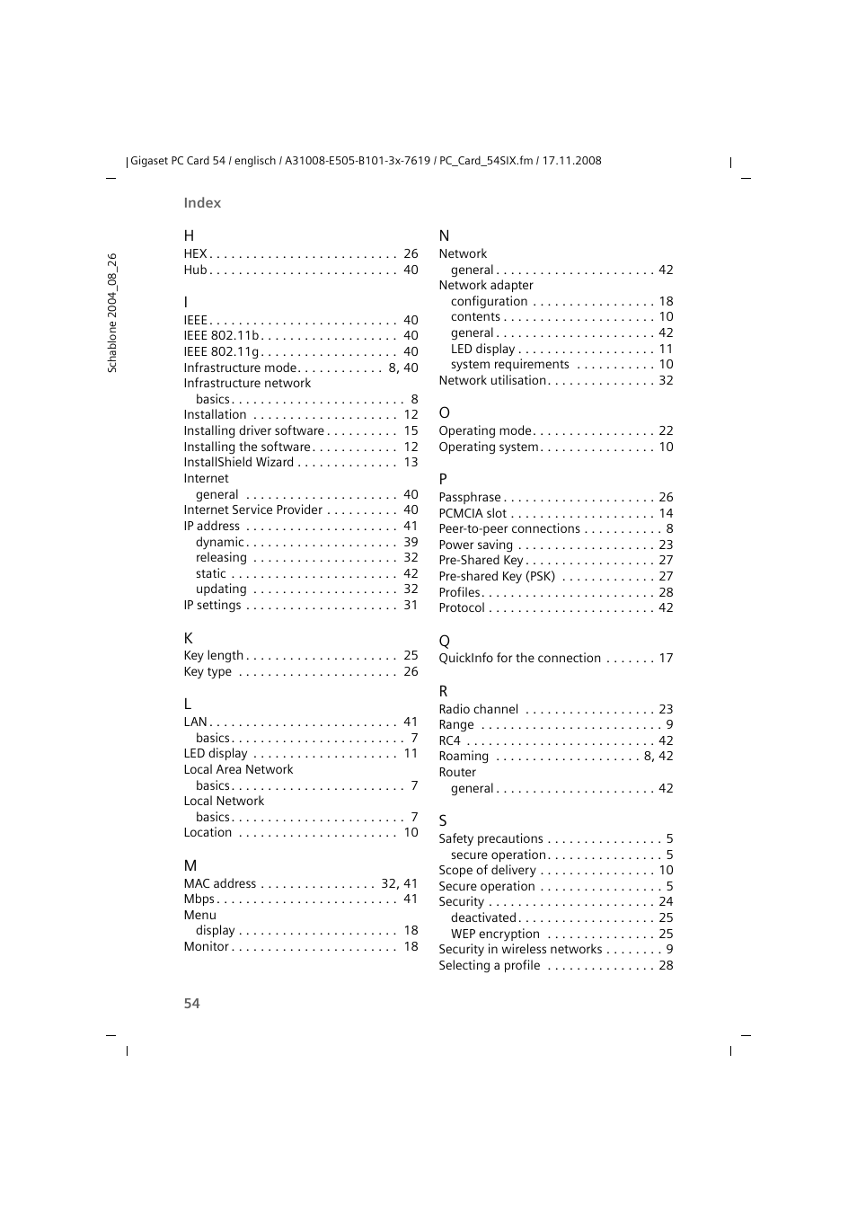 Siemens GIGASET 54 User Manual | Page 54 / 56