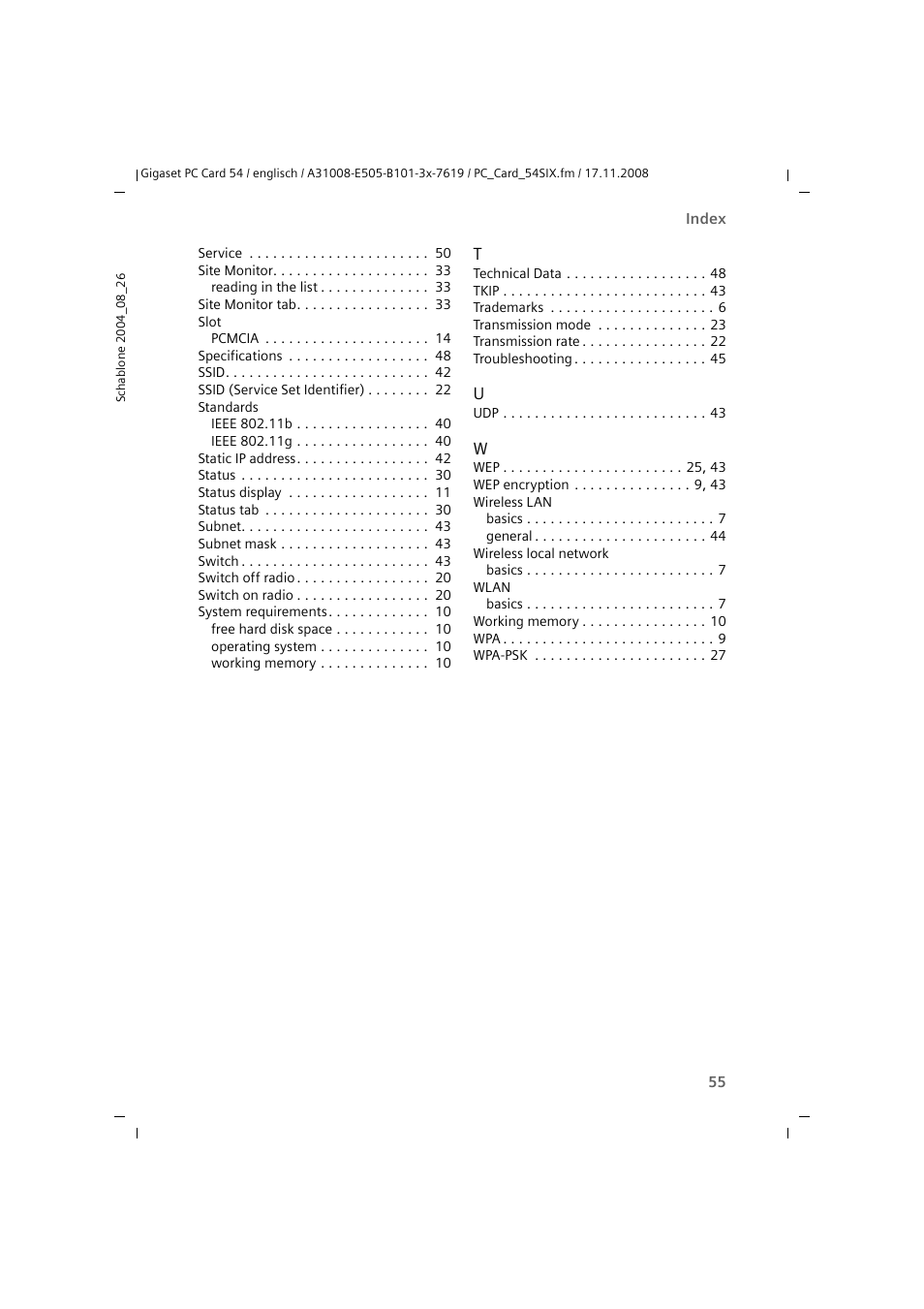 Siemens GIGASET 54 User Manual | Page 55 / 56