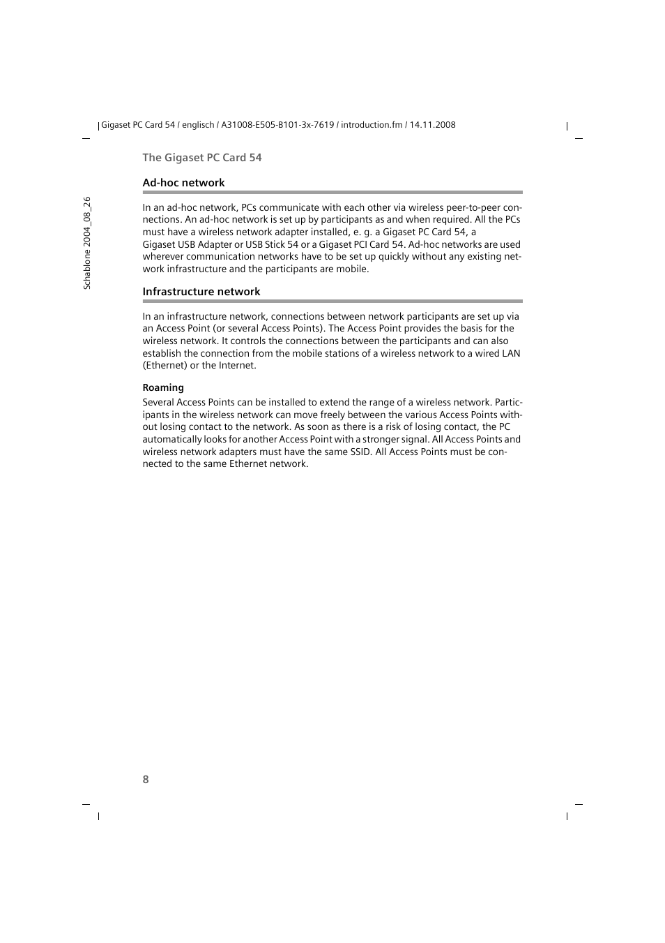 Ad-hoc network, Infrastructure network, Ad-hoc network infrastructure network | Siemens GIGASET 54 User Manual | Page 8 / 56