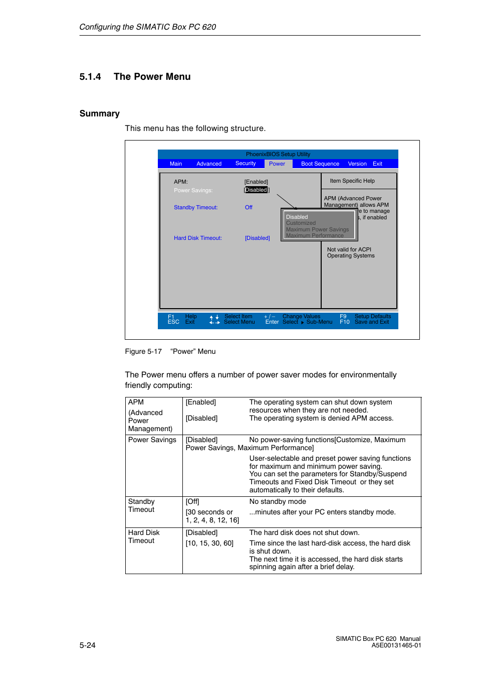 4 the power menu, Summary | Siemens Simatic 620 User Manual | Page 112 / 216