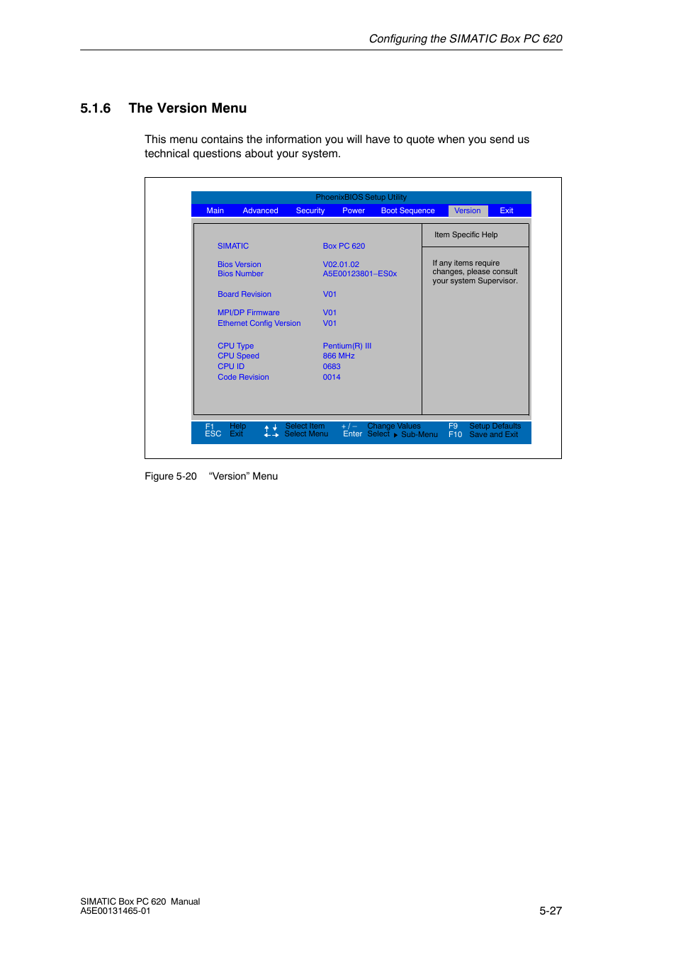 6 the version menu | Siemens Simatic 620 User Manual | Page 115 / 216