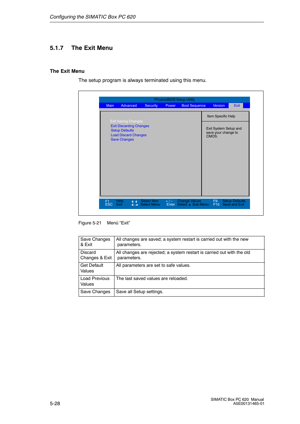 7 the exit menu | Siemens Simatic 620 User Manual | Page 116 / 216