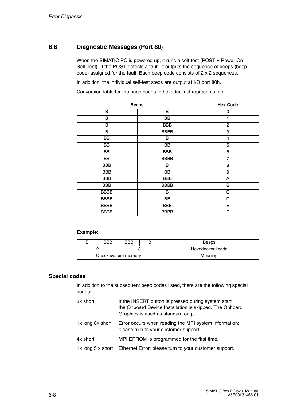 8 diagnostic messages (port 80) | Siemens Simatic 620 User Manual | Page 128 / 216