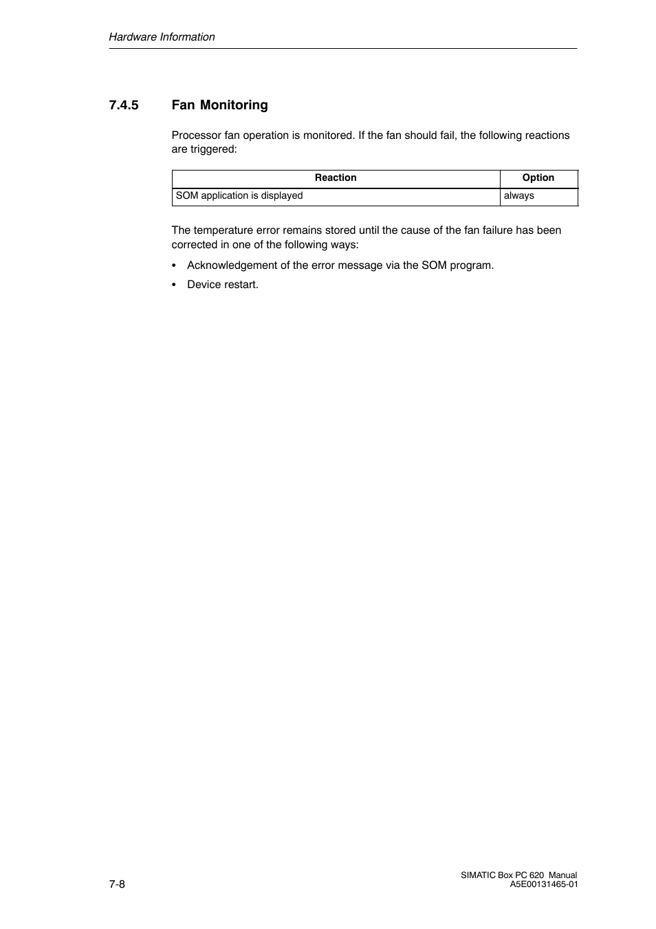 5 fan monitoring | Siemens Simatic 620 User Manual | Page 140 / 216