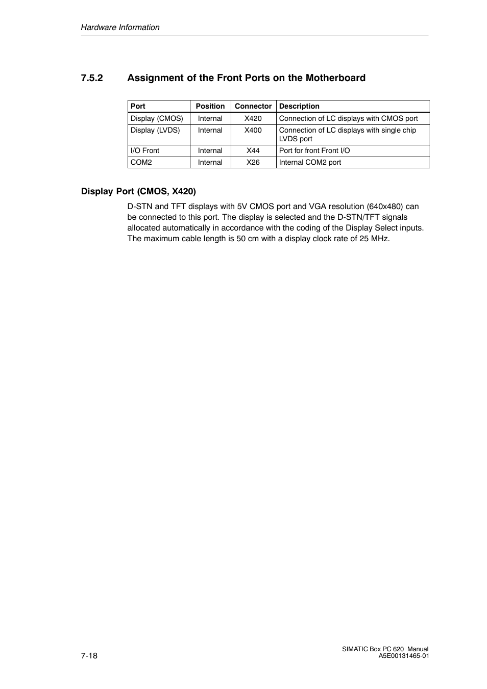 2 assignment of the front ports on the motherboard | Siemens Simatic 620 User Manual | Page 150 / 216