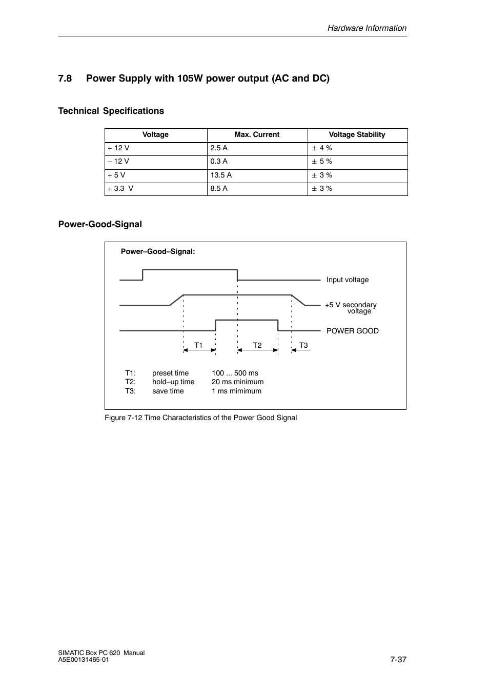 8 power supply with 105w power output (ac and dc) | Siemens Simatic 620 User Manual | Page 169 / 216