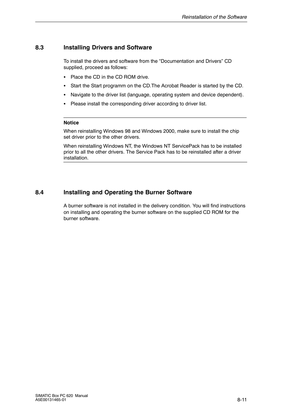 3 installing drivers and software, 4 installing and operating the burner software | Siemens Simatic 620 User Manual | Page 181 / 216