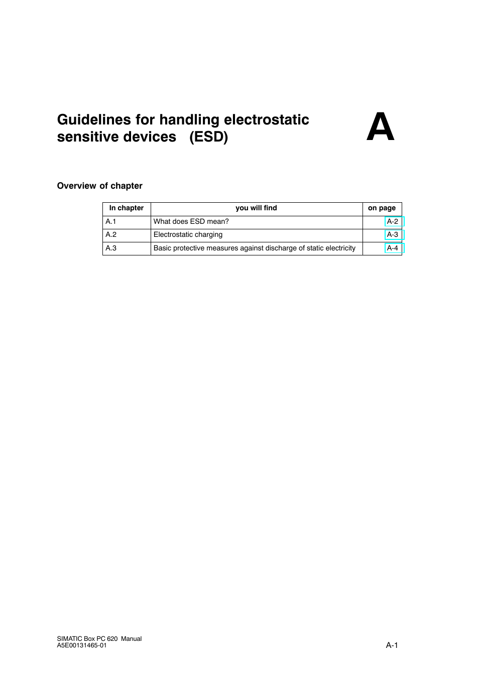 Guidelines for esd | Siemens Simatic 620 User Manual | Page 183 / 216