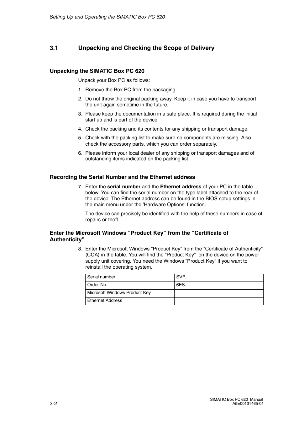 1 unpacking and checking the scope of delivery | Siemens Simatic 620 User Manual | Page 36 / 216