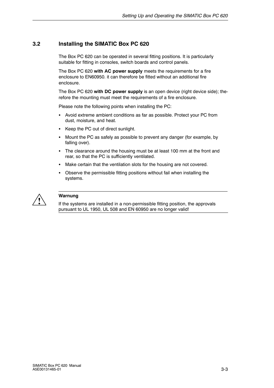 2 installing the simatic box pc 620 | Siemens Simatic 620 User Manual | Page 37 / 216