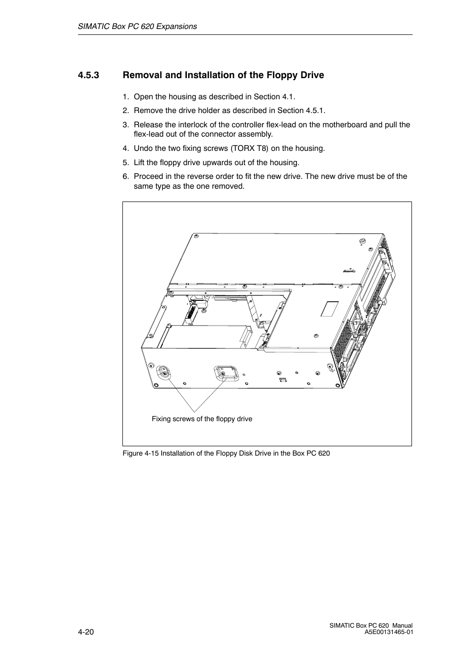 3 removal and installation of the floppy drive | Siemens Simatic 620 User Manual | Page 80 / 216