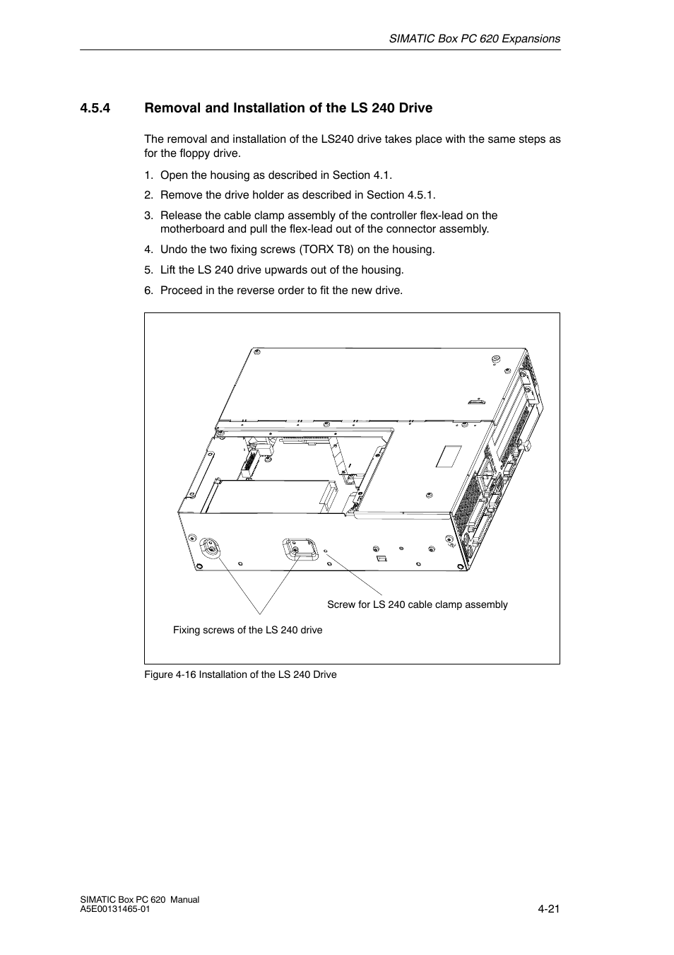 4 removal and installation of the ls 240 drive | Siemens Simatic 620 User Manual | Page 81 / 216