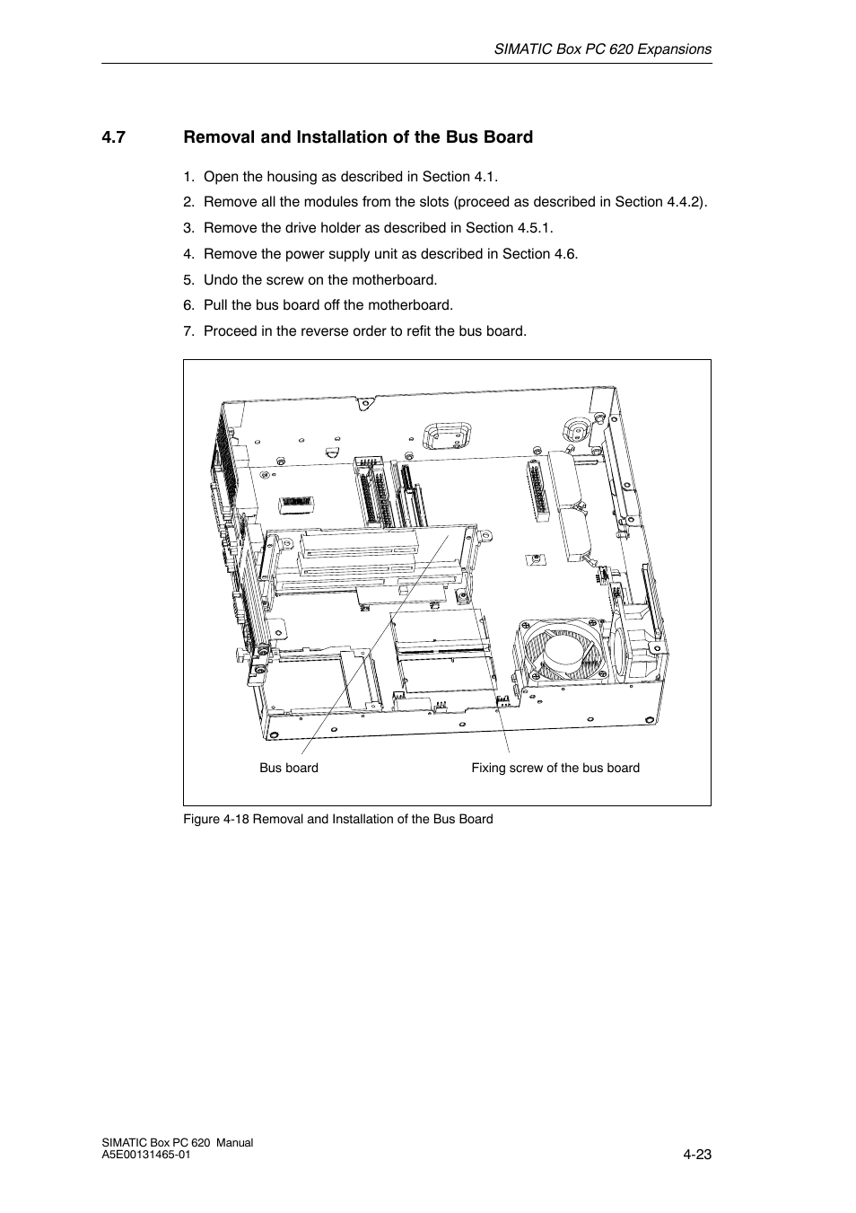 7 removal and installation of the bus board | Siemens Simatic 620 User Manual | Page 83 / 216