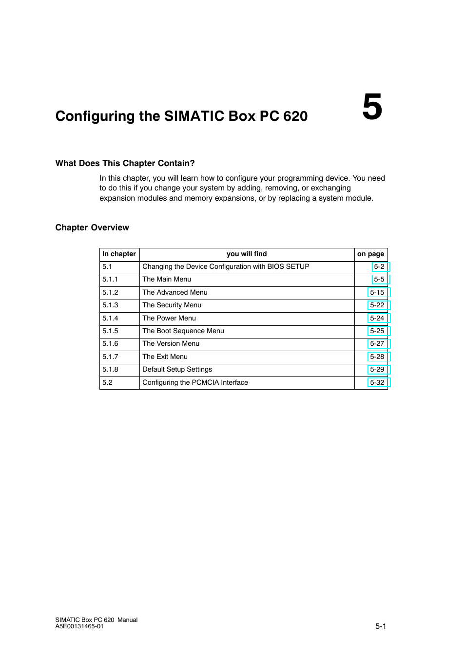 5 configuring the simatic box pc 620, Configuring the box pc 620, Configuring the simatic box pc 620 | Siemens Simatic 620 User Manual | Page 89 / 216