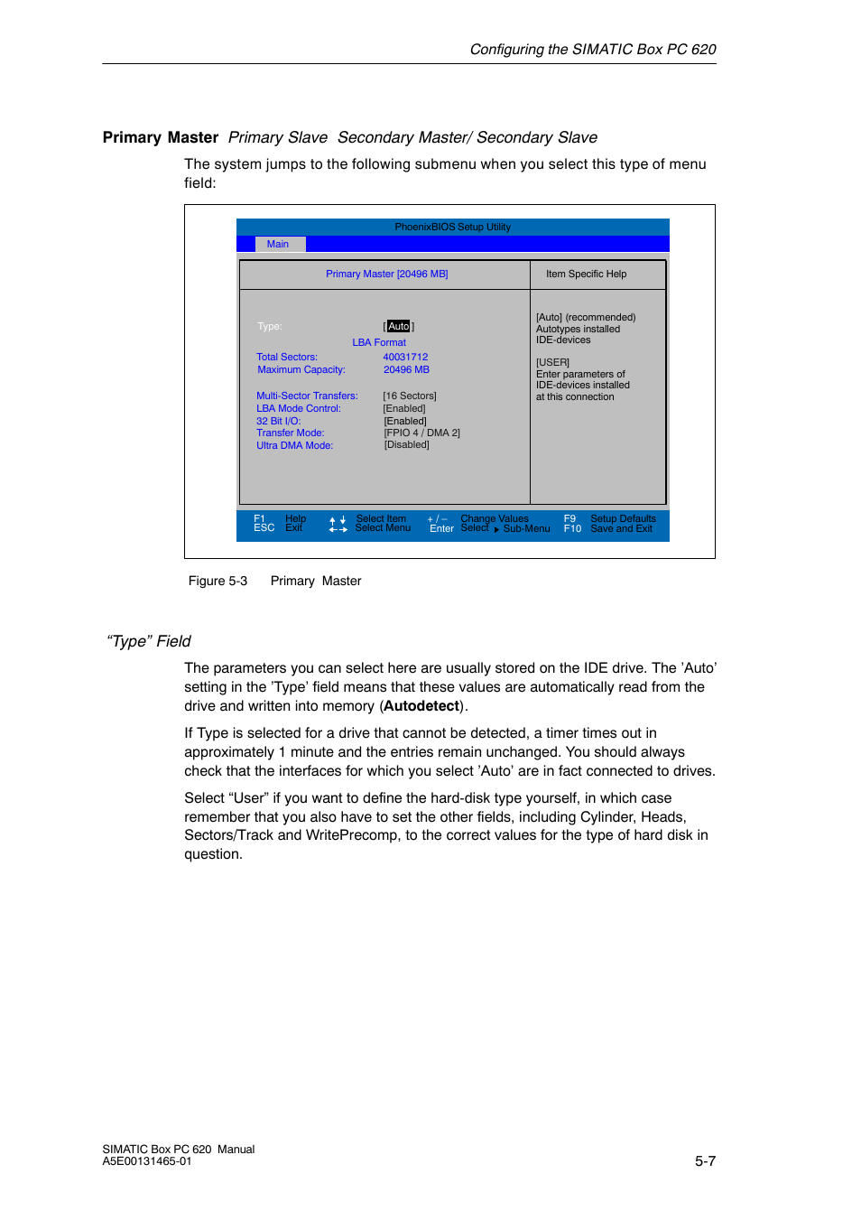 Type” field | Siemens Simatic 620 User Manual | Page 95 / 216