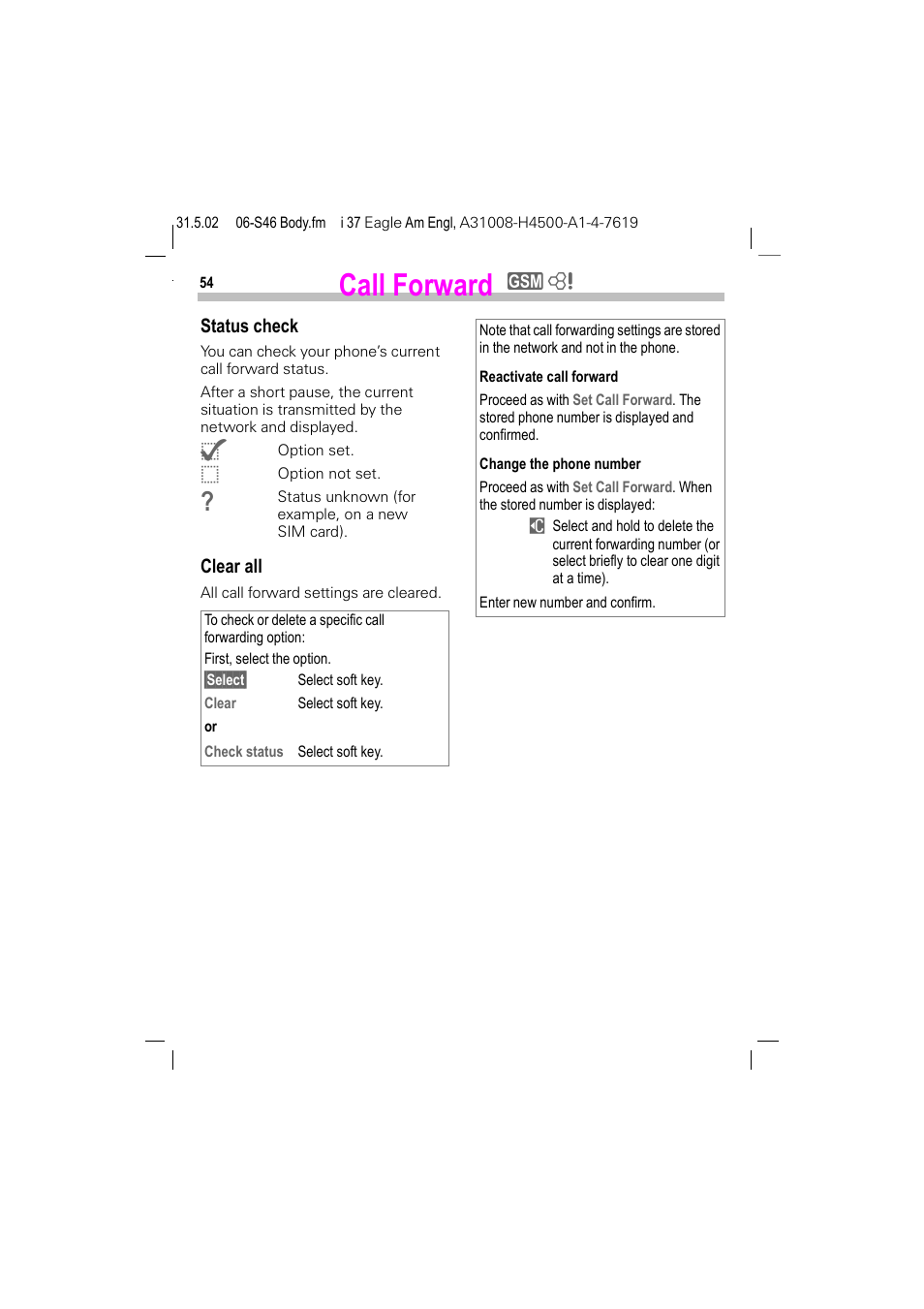 Call forward | Siemens GSM 900 User Manual | Page 59 / 115