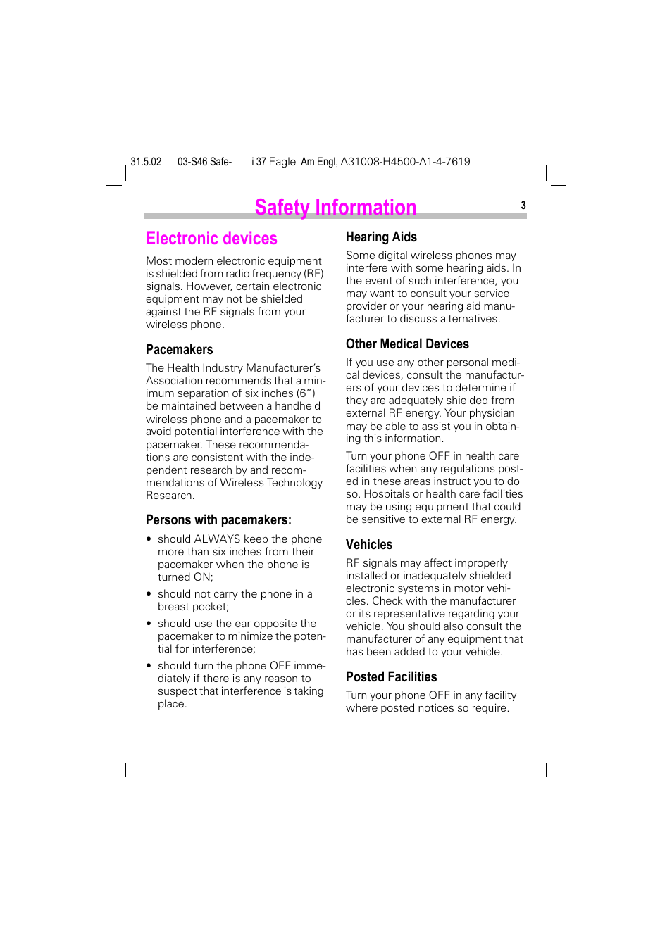 Electronic devices, Safety information | Siemens GSM 900 User Manual | Page 8 / 115