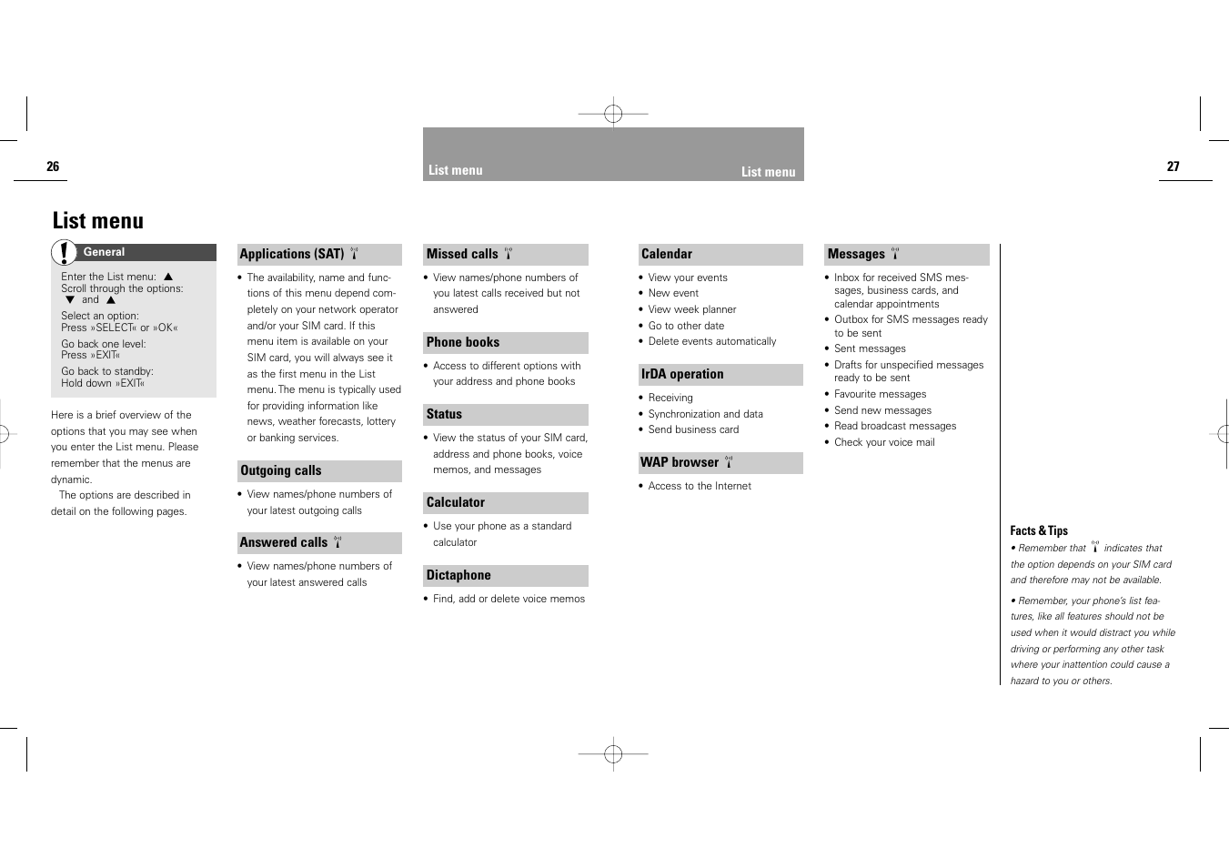 List menu | Siemens S40 User Manual | Page 15 / 50