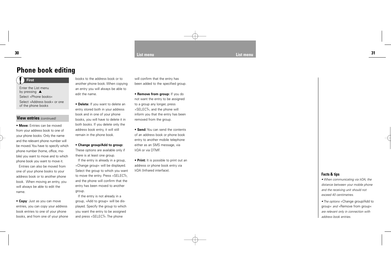 Phone book editing | Siemens S40 User Manual | Page 17 / 50