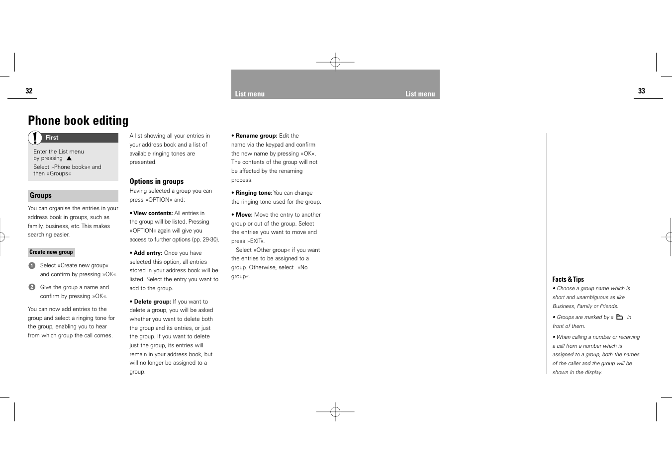 Phone book editing | Siemens S40 User Manual | Page 18 / 50