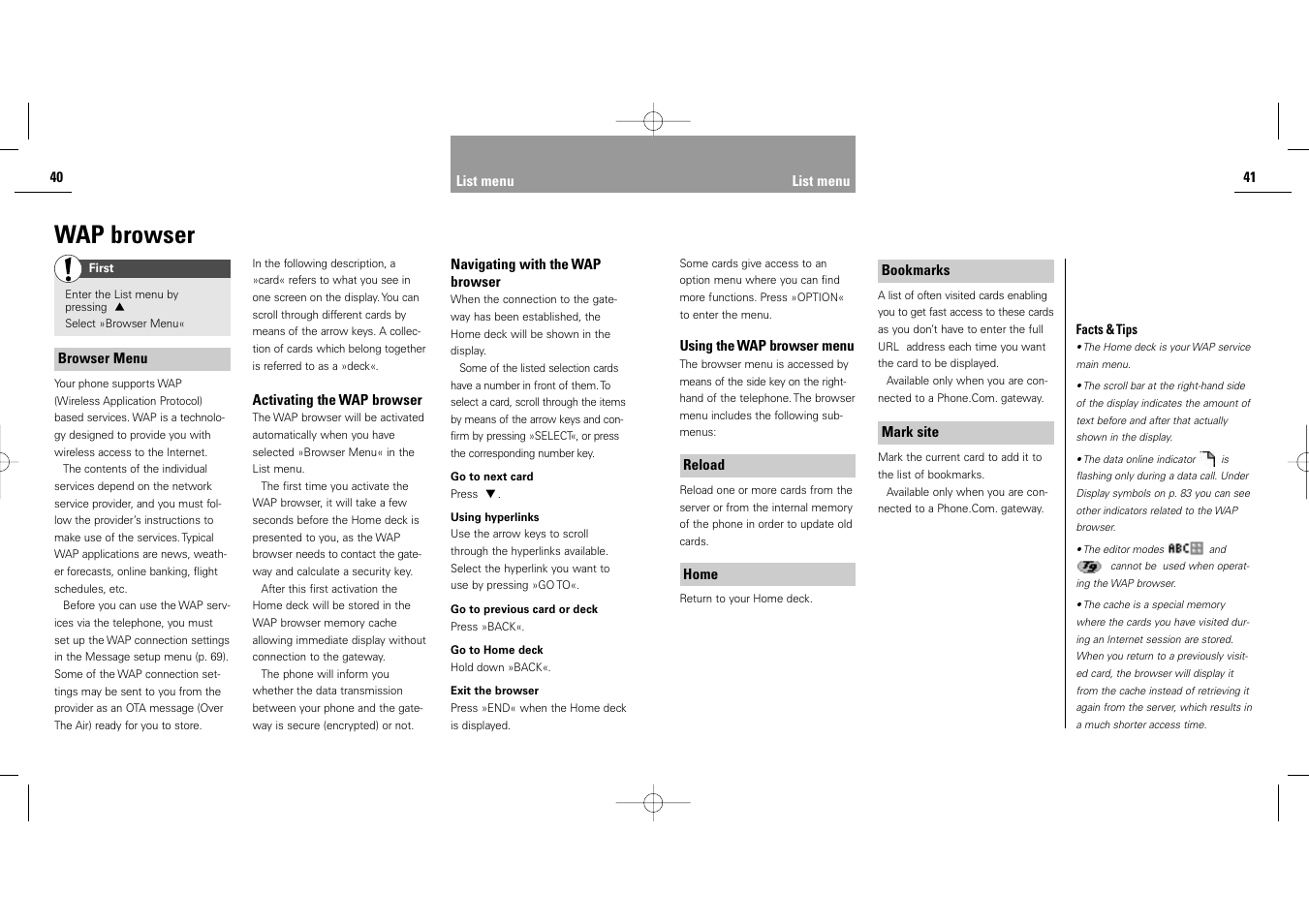 Wap browser | Siemens S40 User Manual | Page 22 / 50