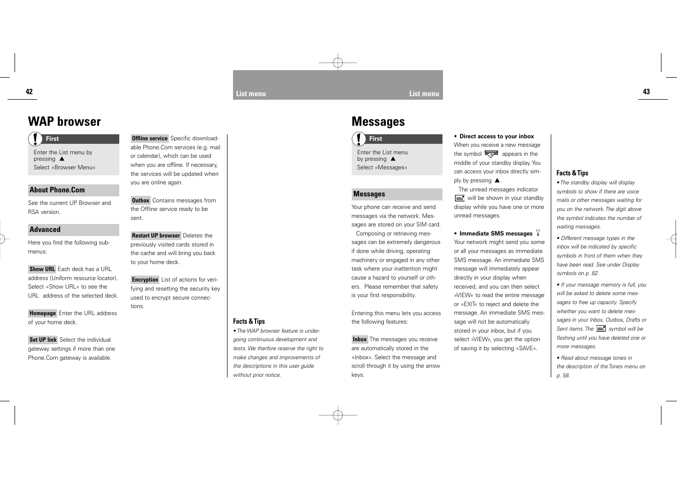 Messages, Wap browser | Siemens S40 User Manual | Page 23 / 50