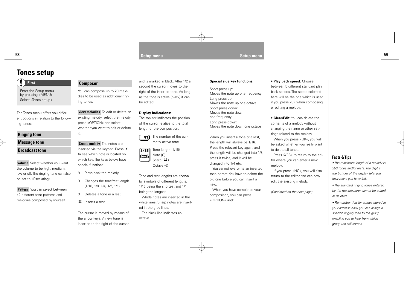 Tones setup | Siemens S40 User Manual | Page 31 / 50