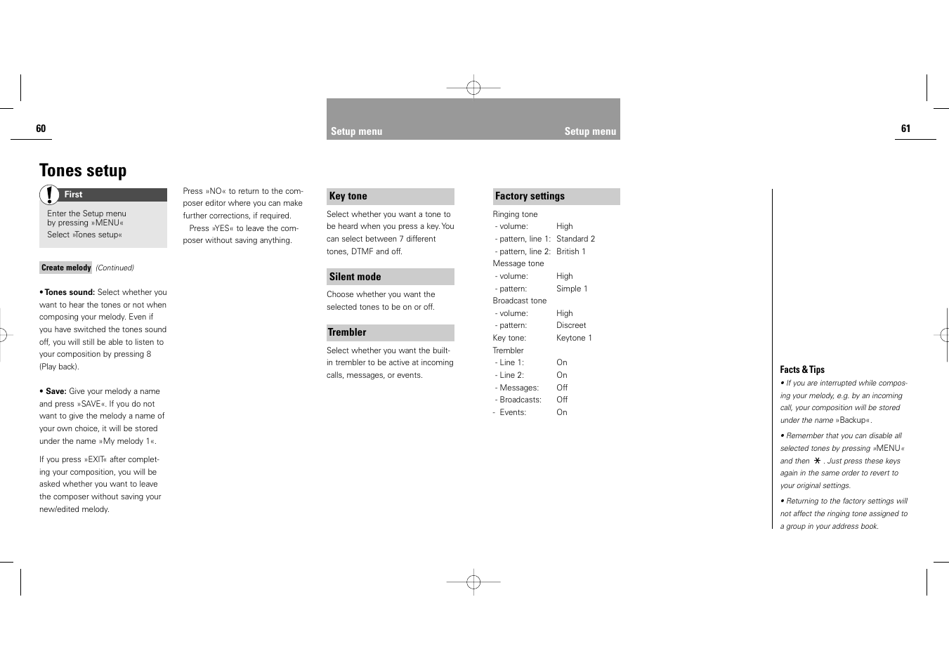 Tones setup | Siemens S40 User Manual | Page 32 / 50