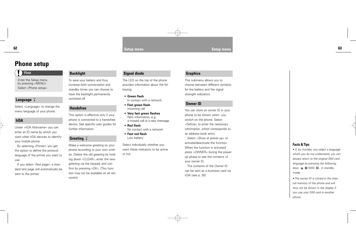 Phone setup | Siemens S40 User Manual | Page 33 / 50