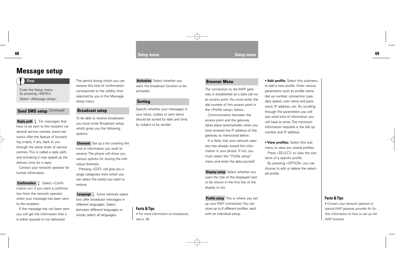 Message setup | Siemens S40 User Manual | Page 36 / 50