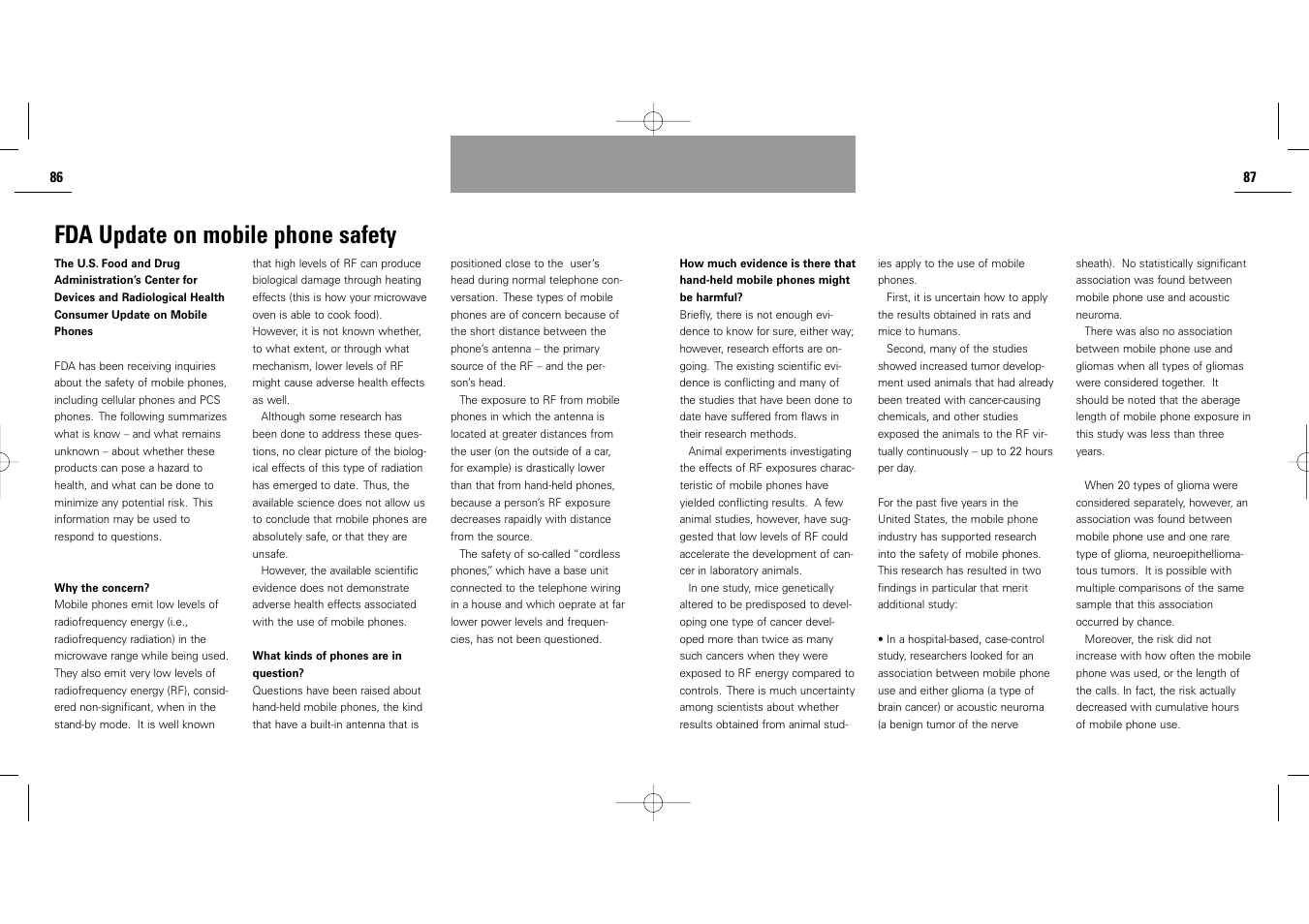 Fda update on mobile phone safety | Siemens S40 User Manual | Page 45 / 50