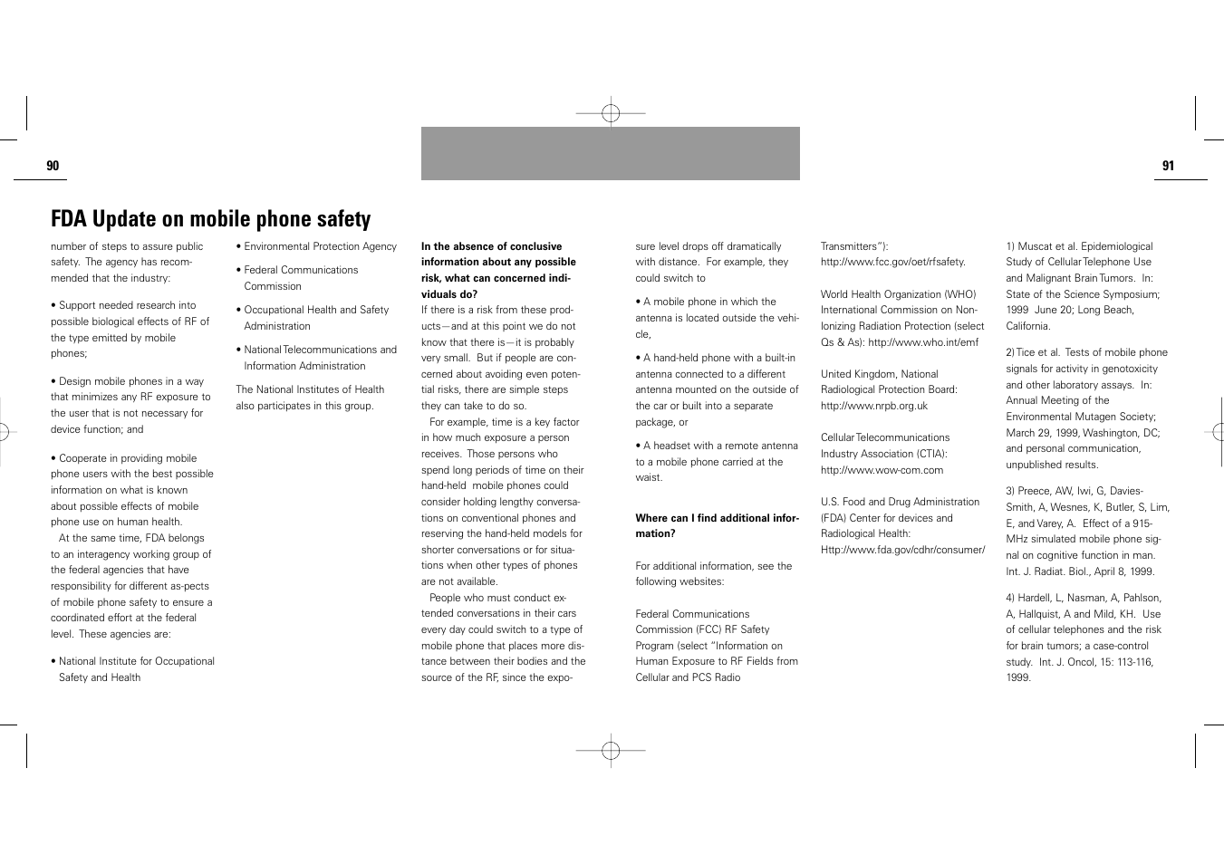 Fda update on mobile phone safety | Siemens S40 User Manual | Page 47 / 50