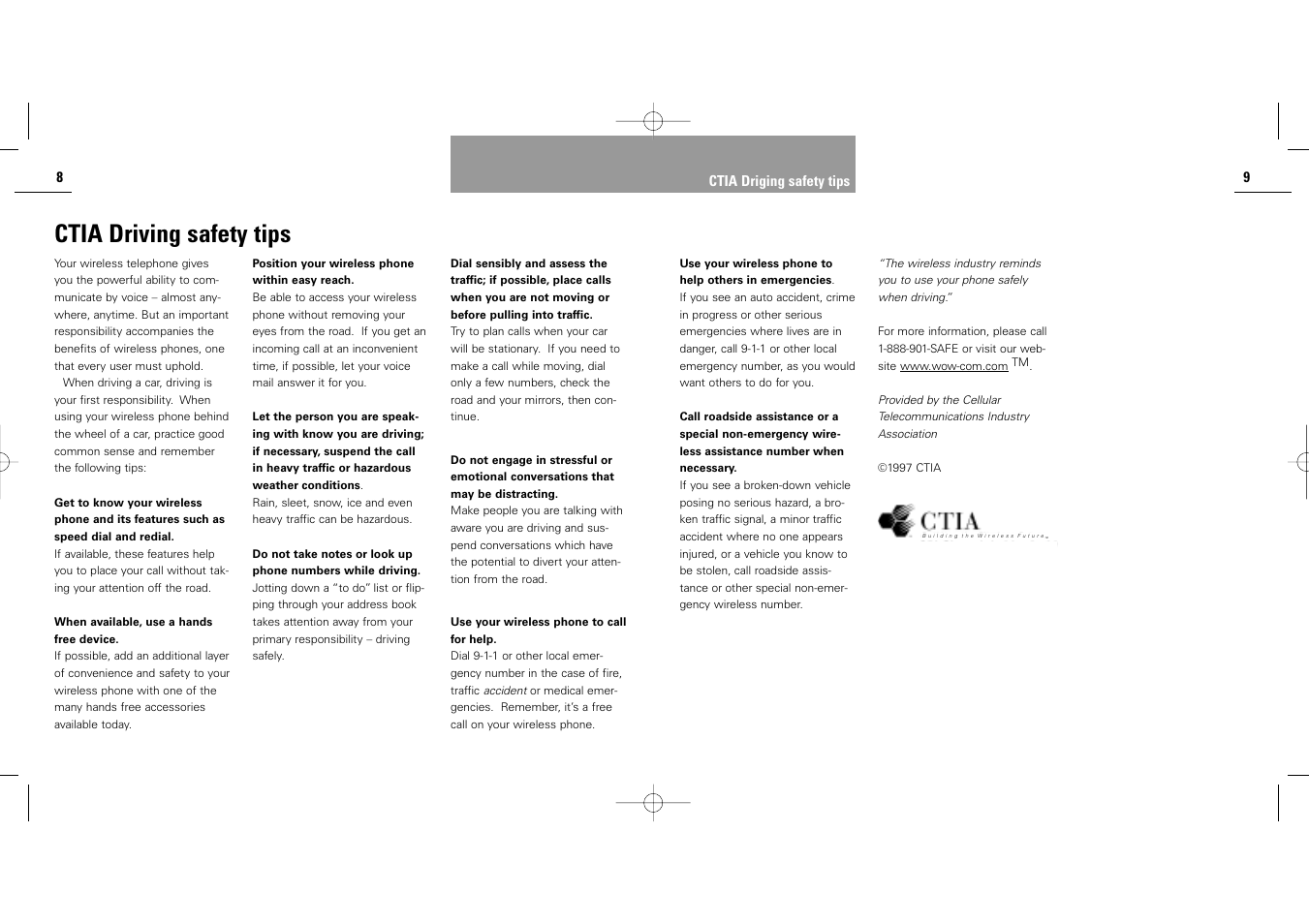 Ctia driving safety tips | Siemens S40 User Manual | Page 6 / 50