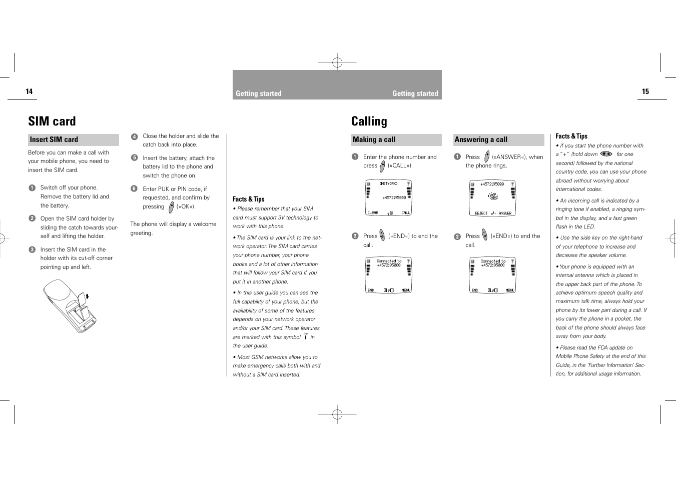 Calling, Sim card | Siemens S40 User Manual | Page 9 / 50