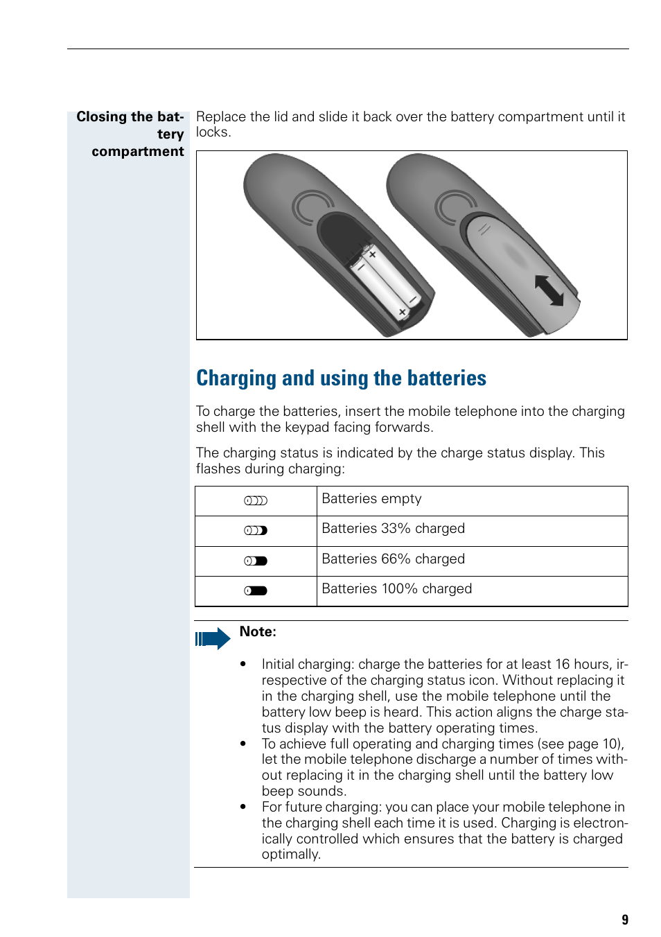 Charging and using the batteries | Siemens Hicom 150 E User Manual | Page 17 / 66