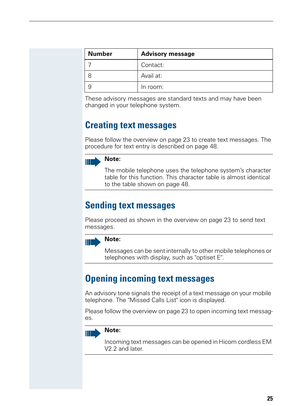 Creating text messages, Sending text messages, Opening incoming text messages | Siemens Hicom 150 E User Manual | Page 33 / 66