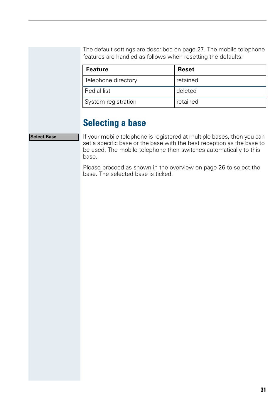 Selecting a base | Siemens Hicom 150 E User Manual | Page 39 / 66