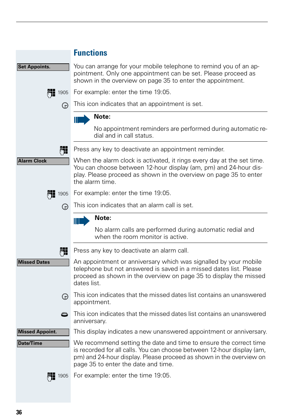 Functions | Siemens Hicom 150 E User Manual | Page 44 / 66