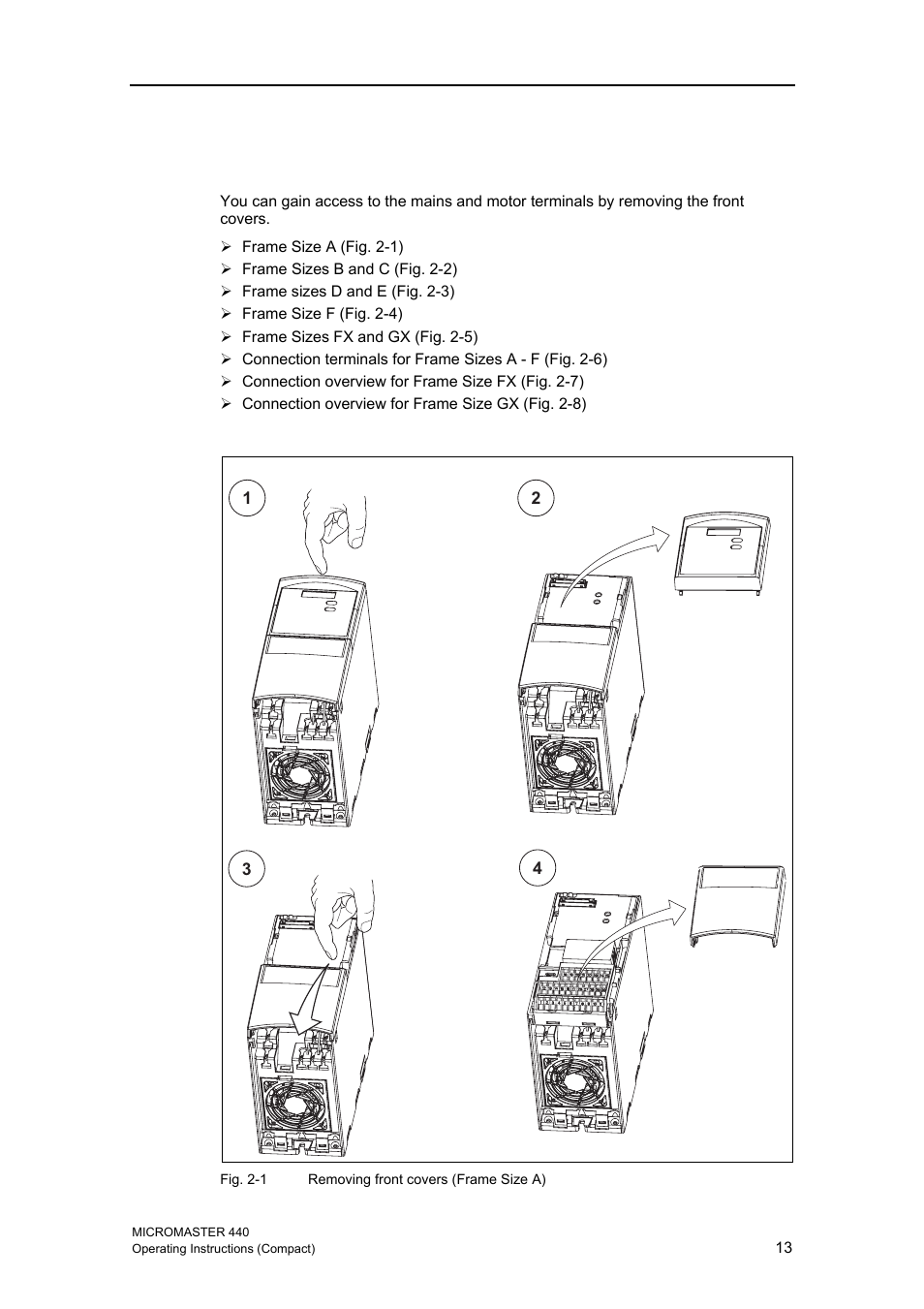 2 power terminals | Siemens MICROMASTER 440 User Manual | Page 13 / 78