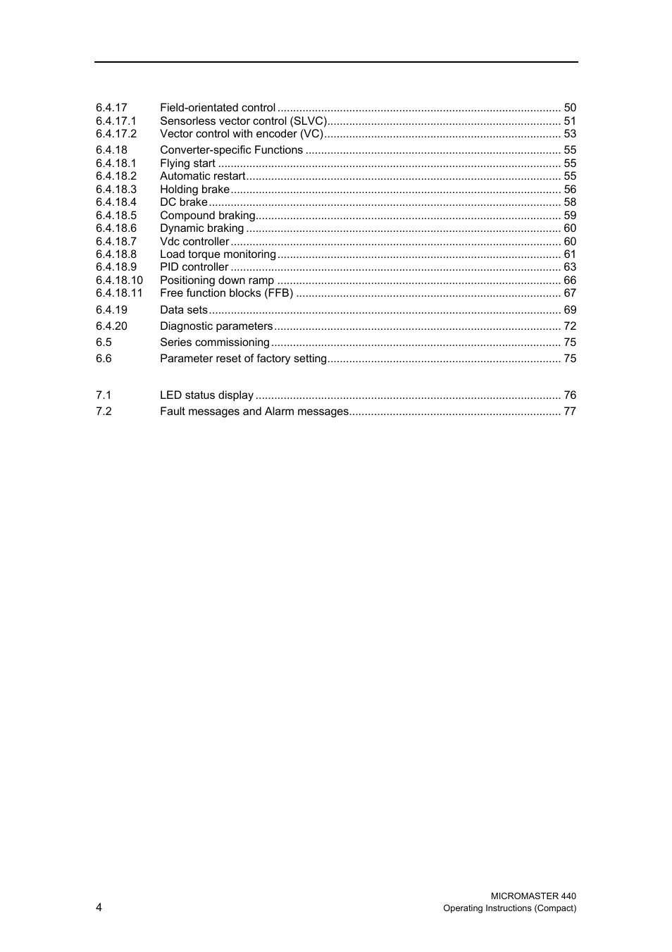 Siemens MICROMASTER 440 User Manual | Page 4 / 78